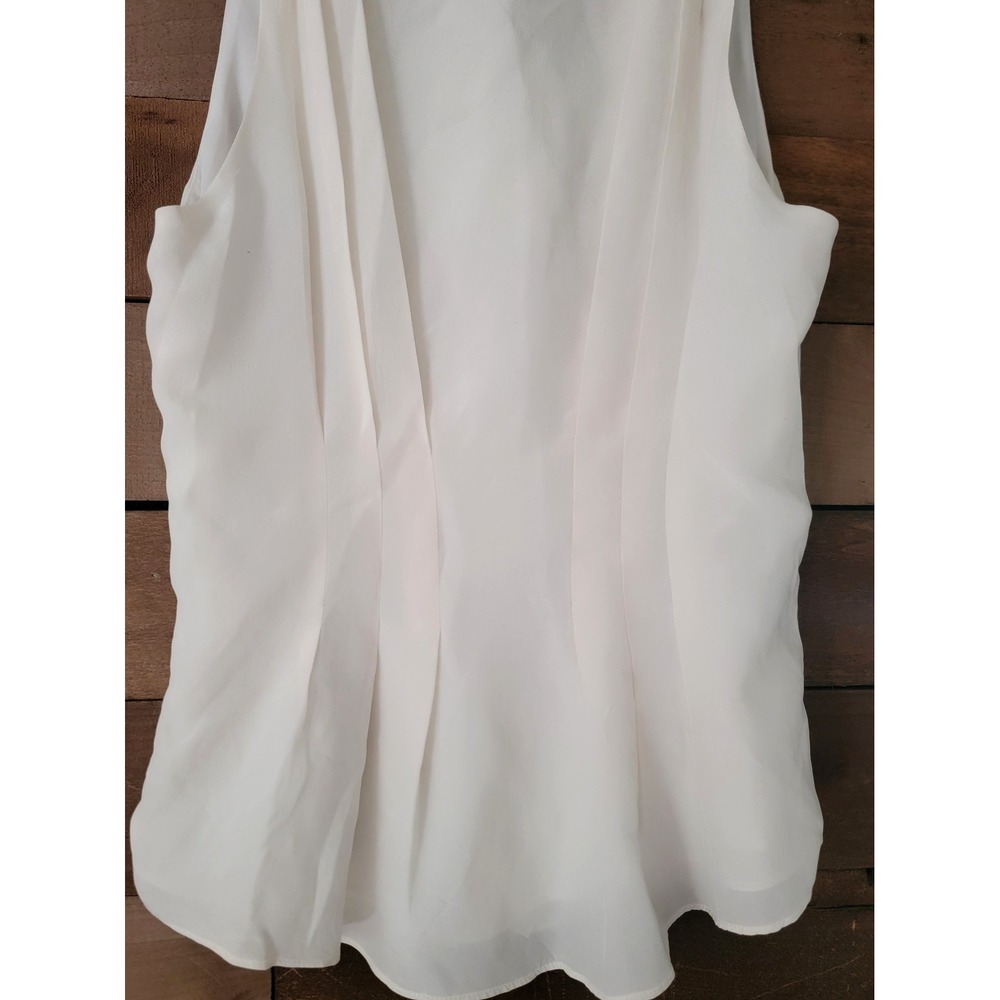 NWT Joie 100% Silk Porcelain White Pleated V-Neck Sleeveless Eulalia Blouse XS - Picture 5 of 10